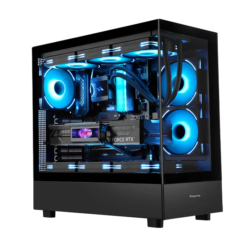 Case Segotep Endura Pro+ Negro | Vista Panorámica | E-ATX ATX mATX ITX | SIN VENTILADORES
